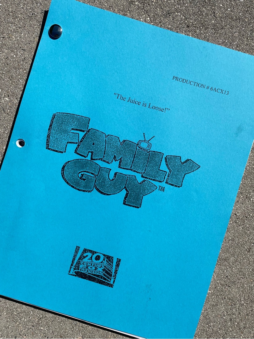 ICONIC Family Guy 2007 Juice is Loose Production Used Table Script OJ SIMPSON EP